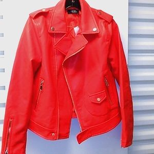 Akira faux leather zip jacket, red large